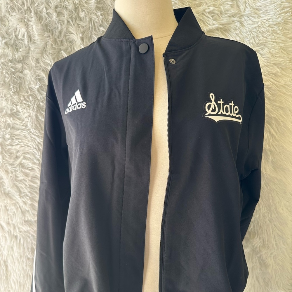 Mississippi State Bulldogs Full Zip Woven Jacket Mens S Team Issued NCAA Black